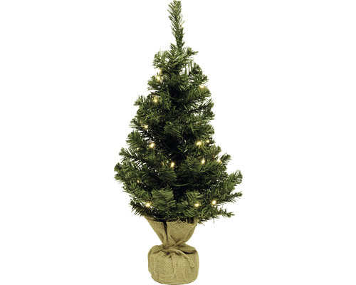 Sapin de Noël artificiel sapin de Noël en toile de jute Lafiora éclairé h 60 cm vert avec LED