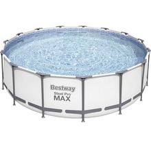 Ensemble de piscine tubulaire hors sol Bestway Steel Pro MAX™ ronde Ø 457x122 cm avec groupe de filtration à sable, échelle et bâche de recouvrement gris clair-thumb-1