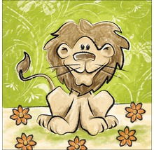 Illustration d''un lion souriant avec des fleurs