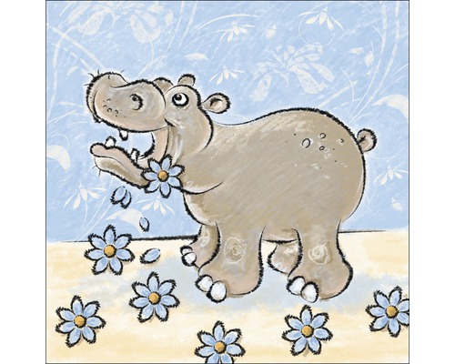 Tableau sur toile Nino l'hippopotame 27x27 cm