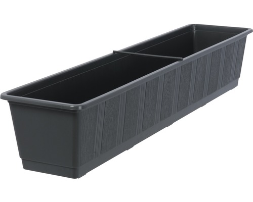 Jardinière Geli Standard, plastique, 80x17x14 cm, anthracite Jardinière rectangulaire avec structure en bois pour jardin et balcon