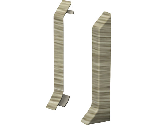 Pièces d'extrémité Prinz pour plinthe à clipser chêne Barbate 48 x 19 mm 2 pièces Deux plinthes aspect bois