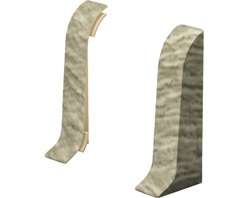 Pièces d'extrémité Prinz pour plinthe à clipser chêne Barbate 50 x 22 mm 2 pièces Deux profils de bordure avec un design incurvé