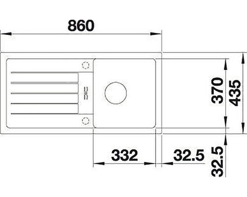 Dessin technique d''un évier de cuisine avec dimensions.