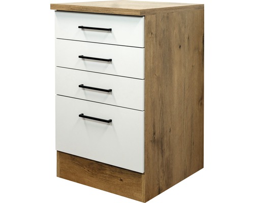 Flex Well Auszugunterschrank Vintea BxTxH 50x60x85 cm magnolienweiss matt zerlegt