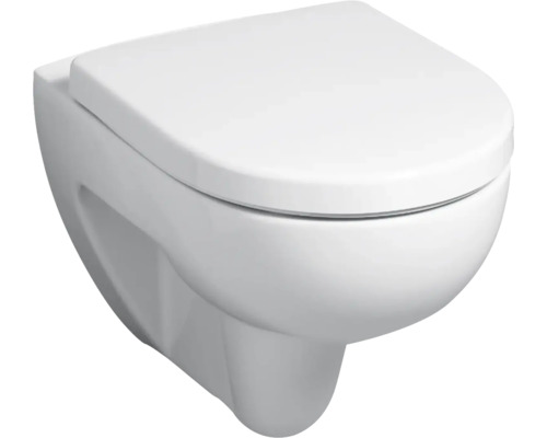 Wand-WC Set GEBERIT Renova Tiefspüler ohne Spülrand weiß glänzend mit WC-Sitz CG02035000