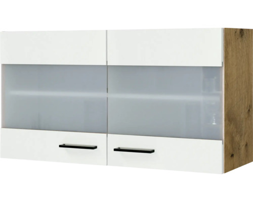 Flex Well Hängeschrank mit Glastür Vintea BxTxH 100x32x54,8 cm Frontfarbe magnolienweiss matt