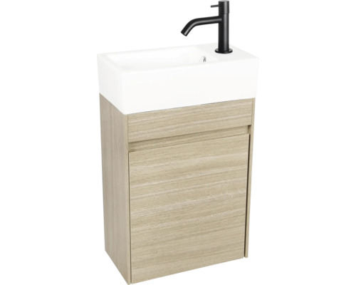 Meuble-lavabo avec armoire basse, robinetterie et un tiroir