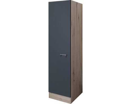 Armoire à provisions Flex Well Tiago 50 x 57 x 200 cm façade gris basalte mat corps chêne clair san remo butée réversible