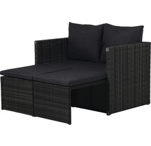 Gartenmöbelset GARDEN PLACE Carter 2-4 Sitzer 4 tlg. 3 in 1 Multifunktion anthrazit aus Polyrattan, inkl. Sitzkissen