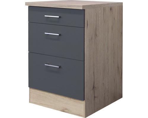 Flex Well Auszugunterschrank Tiago BxTxH 60x60x85 cm basaltgrau matt zerlegt