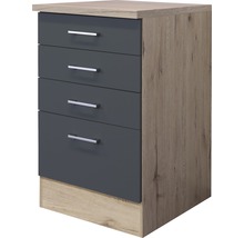 Commode avec quatre tiroirs et poignées argentées