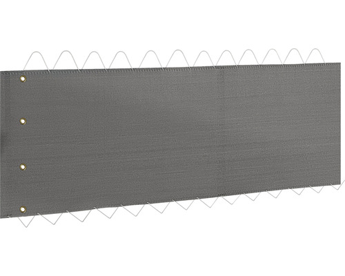 Balkonsichtschutz HDPE wasserdurchlässig grau 90x500 cm Grauer Sichtschutz mit Ösen und Befestigungsseilen