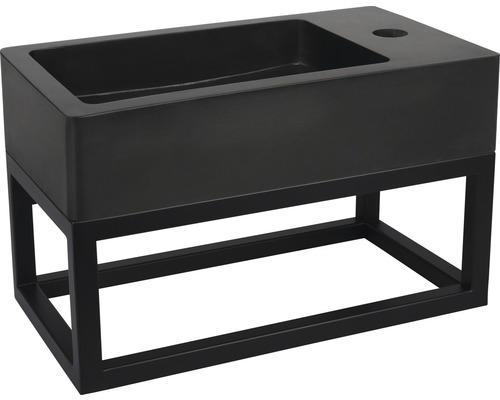 Schwarzer Waschtisch mit Stahlrahmen