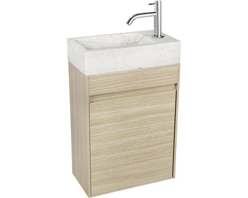 Meuble-lavabo avec vasque en marbre et robinetterie