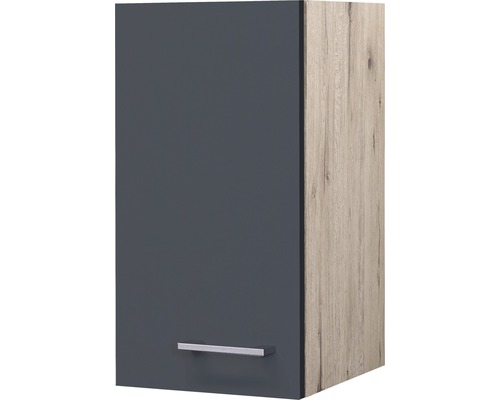 Armoire suspendue Flex Well Tiago 30 x 32 x 54,8 cm façade gris basalte mat corps chêne clair san remo butée réversible