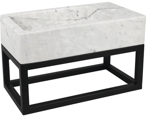 Waschtisch aus Marmor mit schwarzem Metallgestell