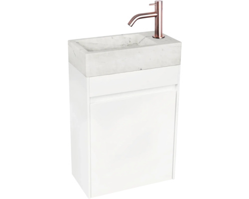 Meuble-lavabo avec vasque en marbre et robinet
