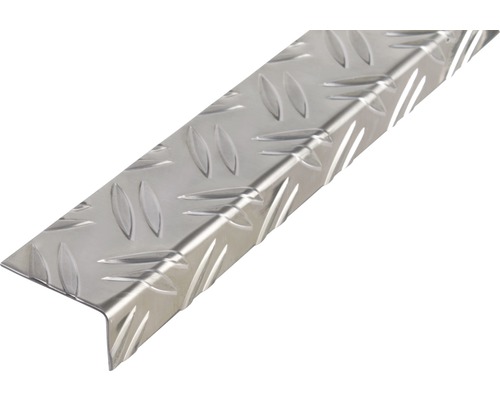 Profilé d'angle alu tôle striée 53,6x29,5x1,5 mm, 1 m Profil de bordure d''escalier en aluminium avec motif de tôle striée