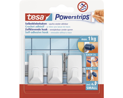 Patère salle de bain Tesa Powerstrips® Small blanc mat 57072-00000-20
