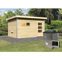 Sauna extérieure en bois avec poêle de sauna