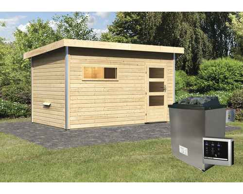 Sauna extérieure en bois avec poêle de sauna