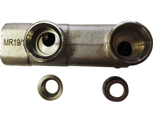 Heizkörperanschlussblock aus Metall mit zwei Anschlüssen