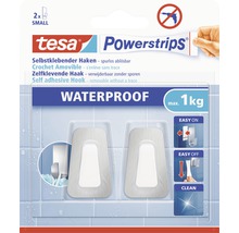 tesa Powerstrips® Waterproof Haken Small edelstahl/weiß