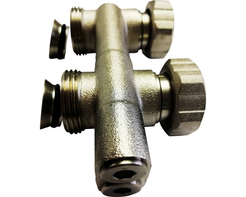 Doppelanschlussverschraubung aus Metall mit Dichtungen