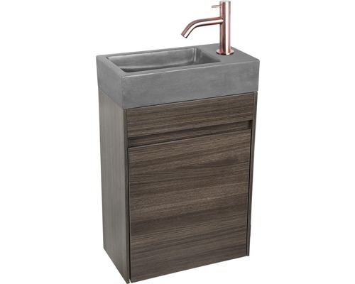 Combinaison de lavabo avec meuble sous-vasque, lavabo en béton et robinetterie