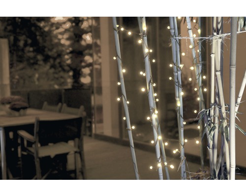 Tiges de bambou décoratives avec guirlande lumineuse blanc chaud à l''extérieur