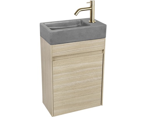 Meuble vasque avec lavabo en béton et robinet