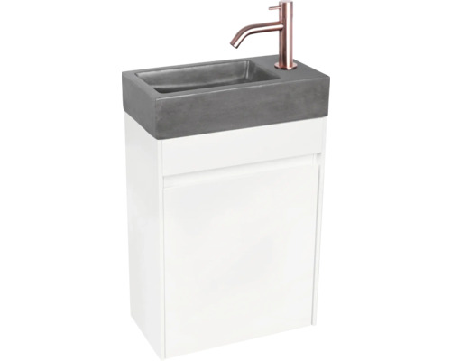 Combinaison de lavabo avec vasque en béton et robinetterie