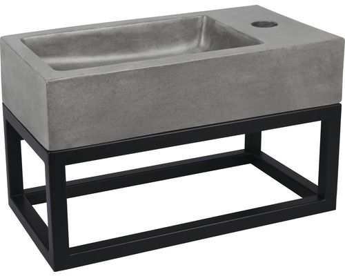 Vasque en béton avec structure métallique noire