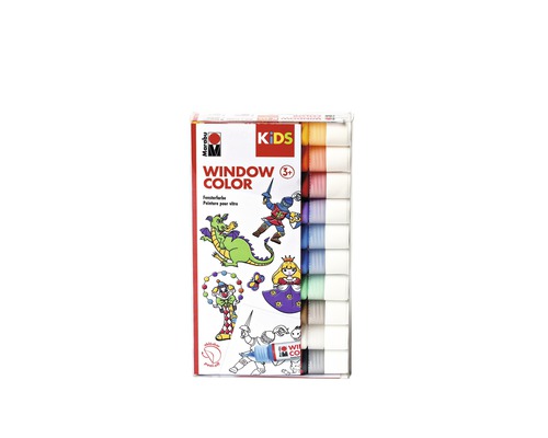 Kit Window Color Marabu KiDS Favourites 10x 25 ml Set de peintures pour fenêtres Marabu Kids avec différentes couleurs