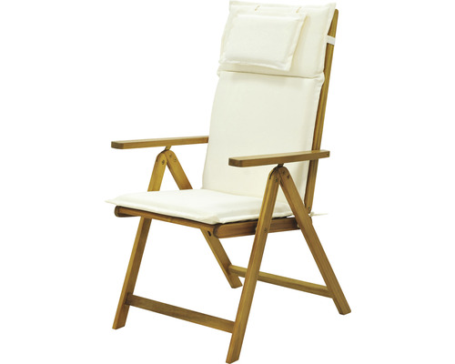 Fauteuil de jardin en bois avec coussin d''assise et appuie-tête