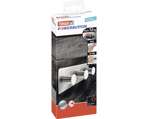 Tesa Powerbutton Kleiderhaken für bis zu 12 Kilogramm Last
