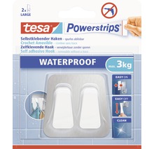 Patère salle de bain Tesa Powerstrips® Waterproof acier inoxydable/blanc mat 59785-00000-00-thumb-0