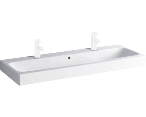 Lavabo double GEBERIT iCon 120 cm blanc avec émail spécial KeraTect® 124020600