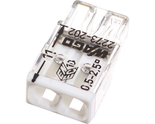 Borne de raccordement Wago 2273-202 COMPACT 2,5 mm² 2 conducteurs blanc borne enfichable 100 pièces