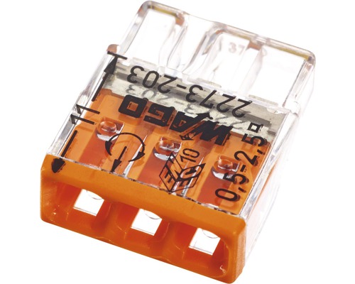 Borne de raccordement Wago 2273-203 COMPACT 2,5 mm² 3 conducteurs orange borne enfichable 100 pièces