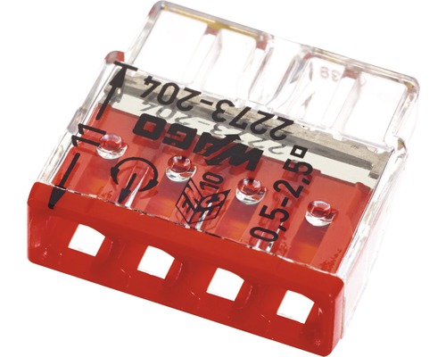 Borne de raccordement Wago 2273-204 COMPACT 2,5 mm² 4 conducteurs rouge borne enfichable 100 pièces