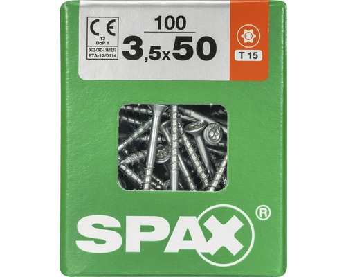 Vis Spax 3,5x50 millimètres, paquet de 100 pièces