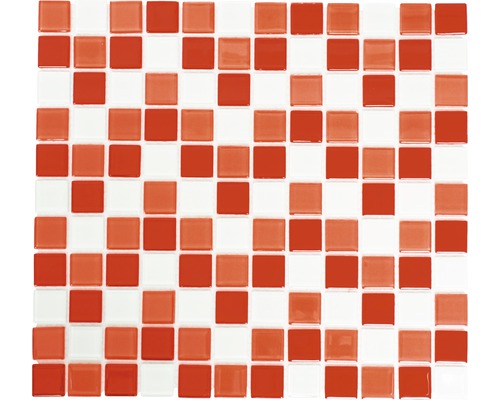 Mosaïque de verre rouge et blanc 30,5 x 32,5 cm 4 mm d'épaisseur