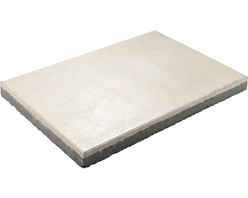 Dalle de terrasse en béton Bellastone Crema beige avec chanfrein 60 cm x 40 cm x 4,5 cm Pavé en béton avec surface structurée