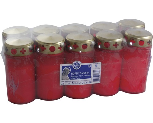 Packung mit zehn Grablichtern mit Deckel