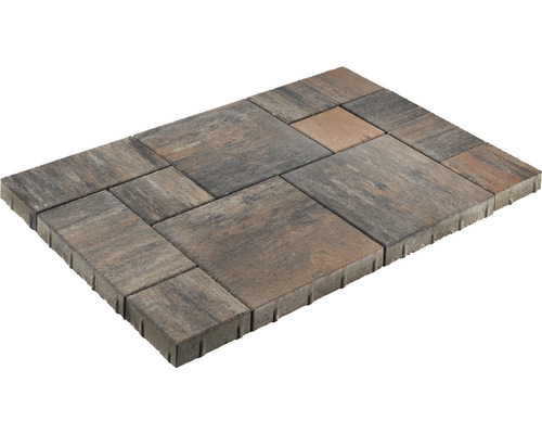 Beton Terrassenplatte Bella Deluxe römischer Verband braun-anthrazit mit Fase 120 cm x 80 cm x 5 cm Set = 0,96 m² Verbundpflastersteine aus Beton