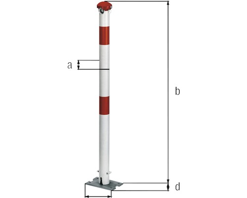Abmessungen eines rot-weissen Sicherheitspollers
