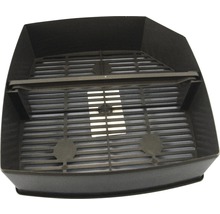 Litière pour chat en plastique noir avec grille