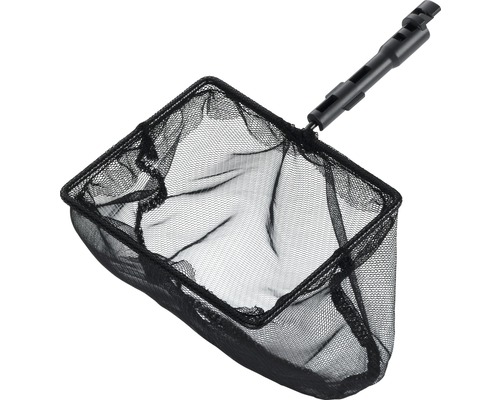 Épuisette noire avec manche télescopique pour aquarium